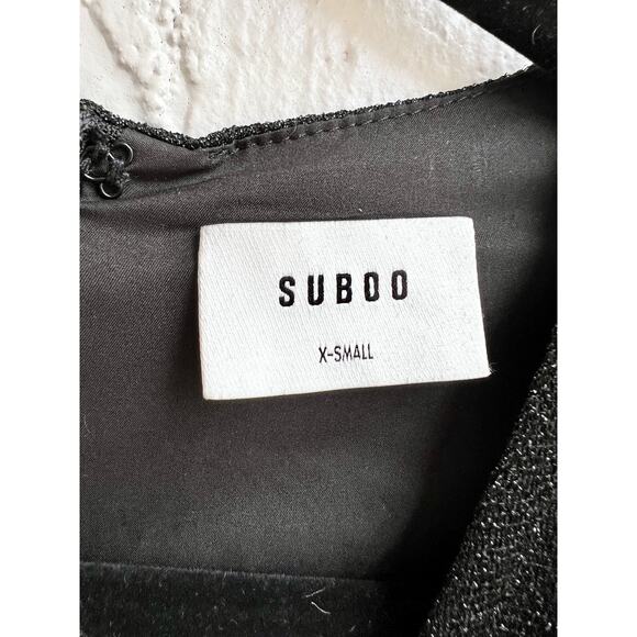 Suboo Crystal Bell Sleeve Plunging Wire Neck Maxi Dress Black Women's Size XS - Picture 8 of 11